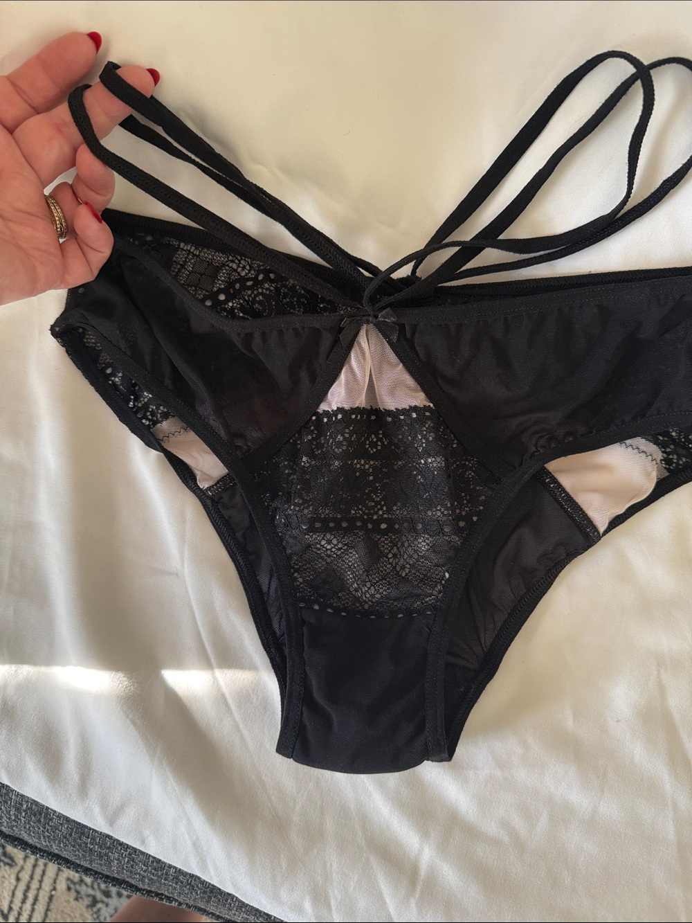 Bluebella Black Lace & Mesh Underwire Bra with Strappy Bikini Brief - Picture 4 of 8